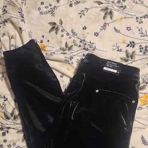 NY Collection Black Velvet Skinny Pants